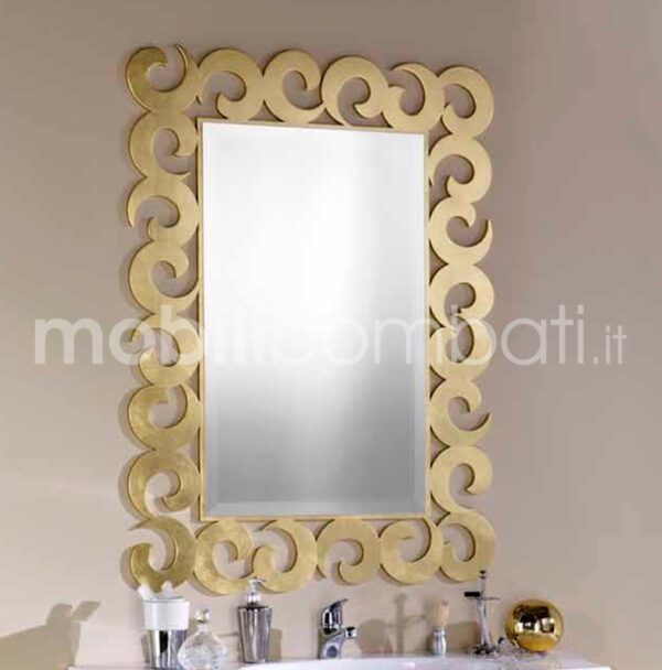 Specchio Da Parete Lungo MO.WA – 43x138 Cm, Cornice In Legno Oro, Moderno, Made In Italy