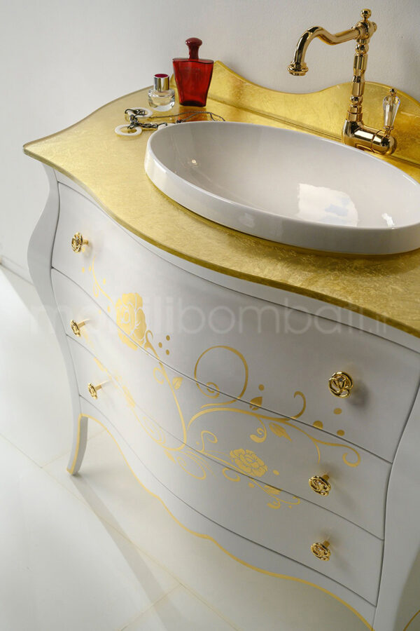 Mobile bagno stile barocco con decori oro - immagine 2