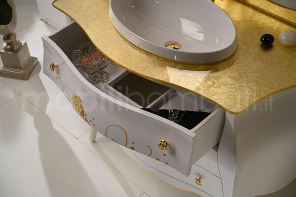 Mobile bagno stile barocco con decori oro - immagine 3