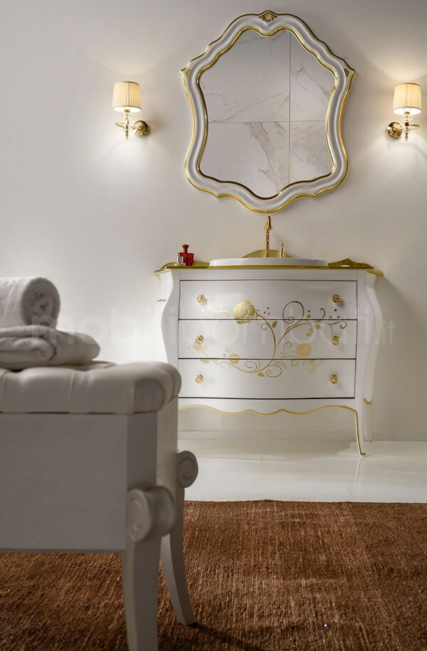 Mobile bagno stile barocco con decori oro - immagine 4